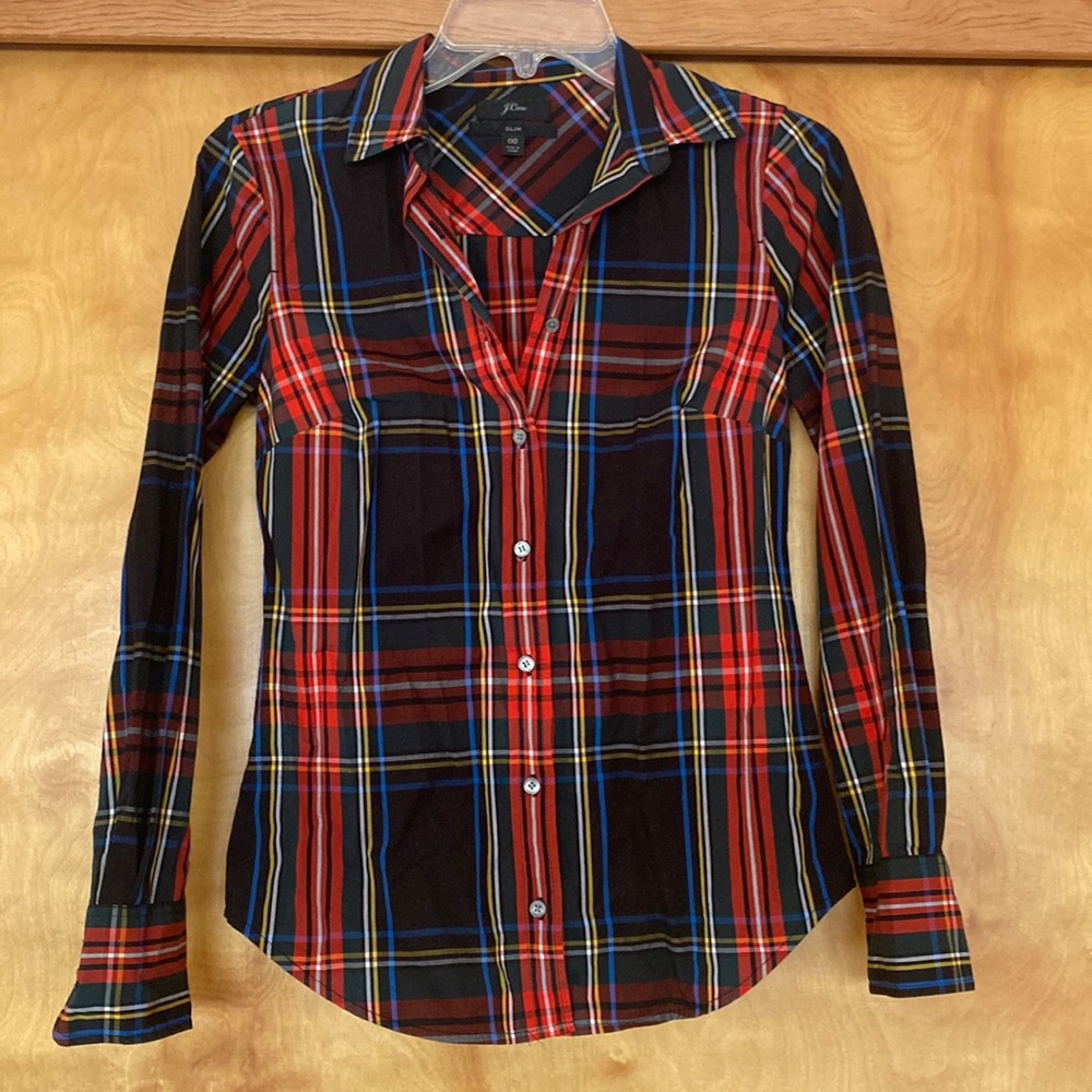 JCrew 00 Slim stretch perfect shirt in Stewart Tartan worn once